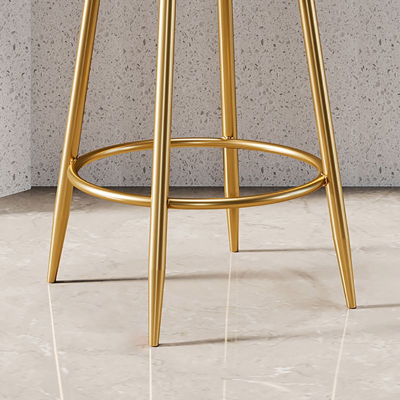 Glam Armless Backrest Counter Stool Iron Counter Stool with Cushion and Pedal