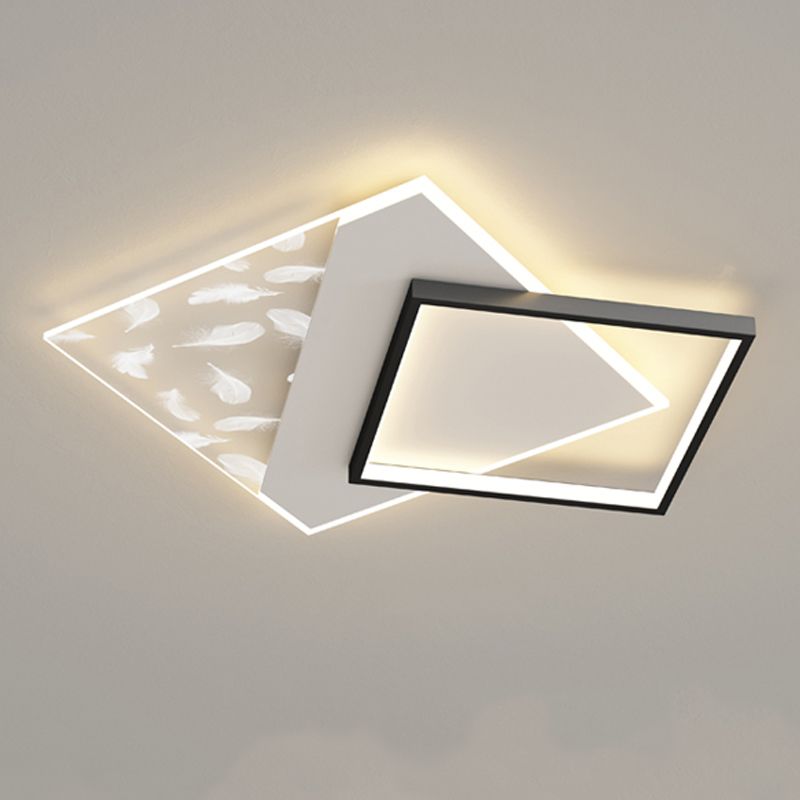 2 Light Square Ceiling Lamp Modern Style Metal Ceiling Lighting for Living Room