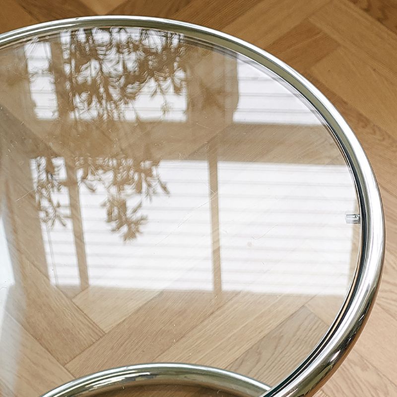 Round Metallic C Side Table Contemporary Glass Top Round Side End Table