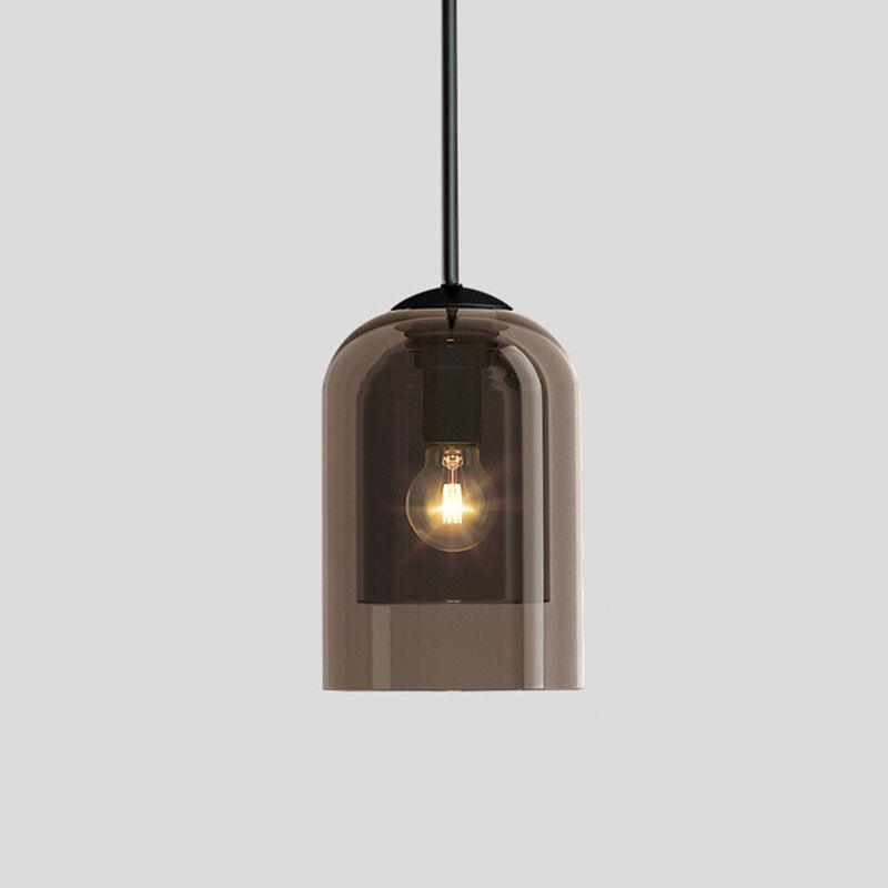 Dual Dome -Nacht -Pendel Lichtglas 1 Glühbirne Nordischer Anhängerleuchte