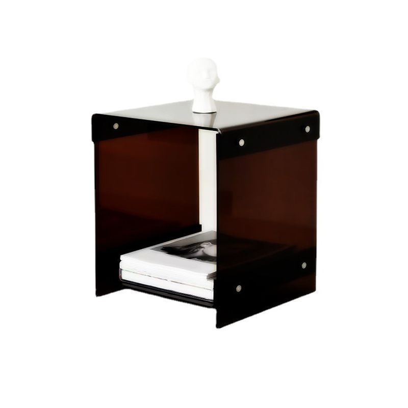 Plastic Side End Table 15.94" Wide Sled Sofa Side Accent Table