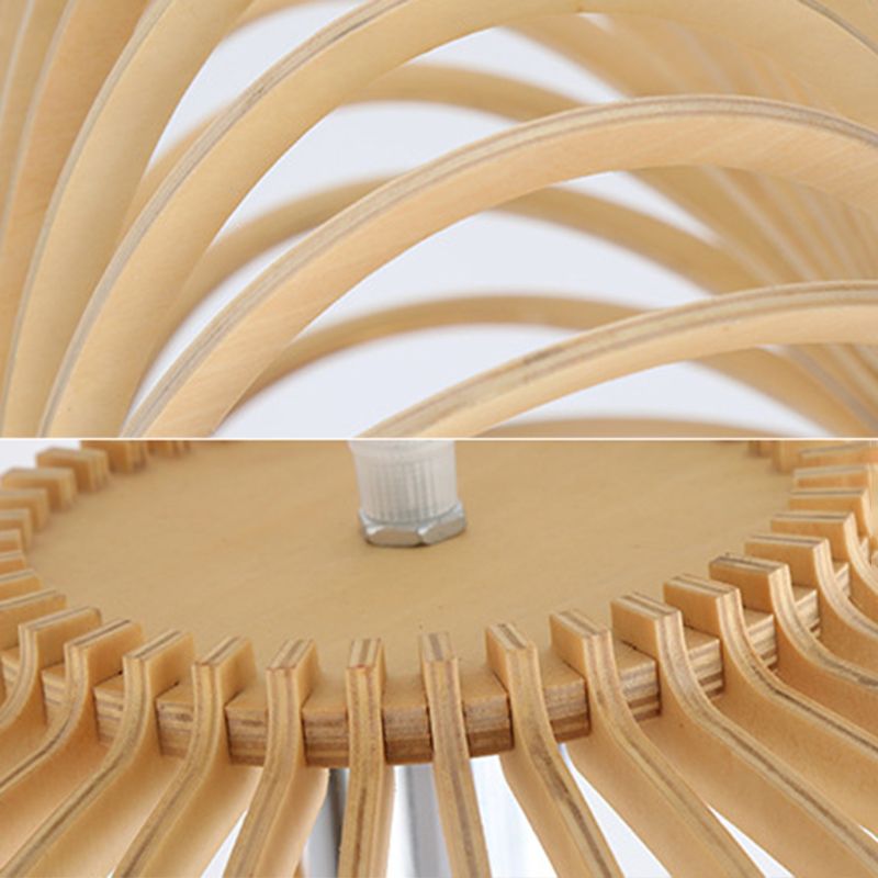 1 Leichte Anhängerlampe mit Holzrahmen Moderne Federleuchten für Esszimmer