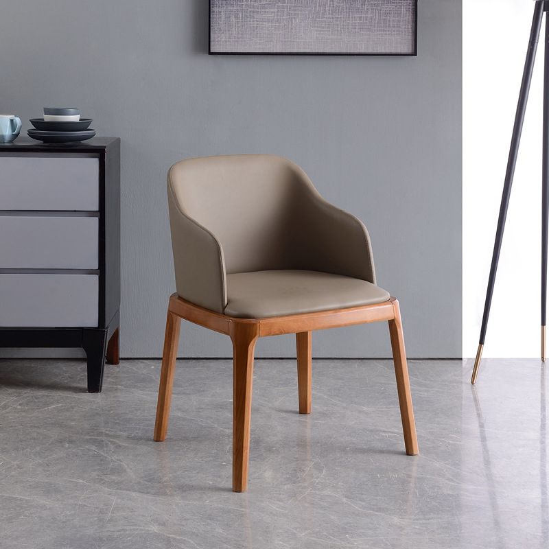 Glam Scandinavian Ash Wood Chairs Solid Back Arm Kitchen Dining Chair Set