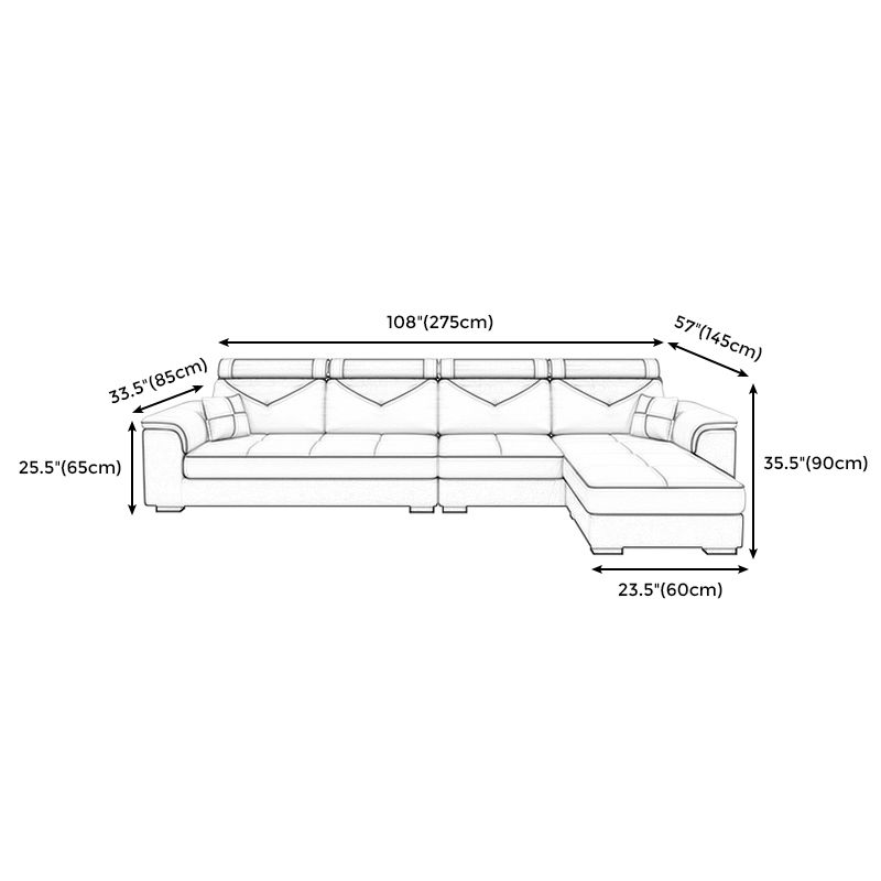 Contemporary Removable Cushions Sectionals 35.43"High Pillow Top Arm Sofa with Storage