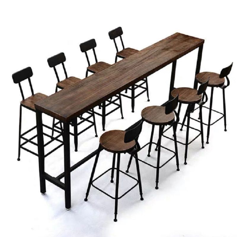 Industrial Indoor Bar Dining Table Metal and Wood Bar Stool Table