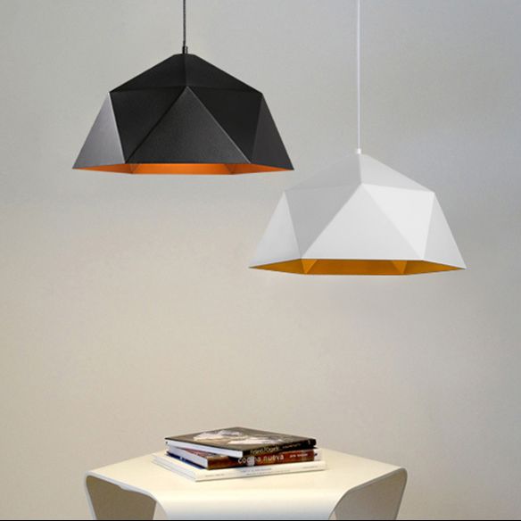 Multilateral Diamond Metal Suspended Light Contemporary Simplicity 1-Light Pendant for Bedroom