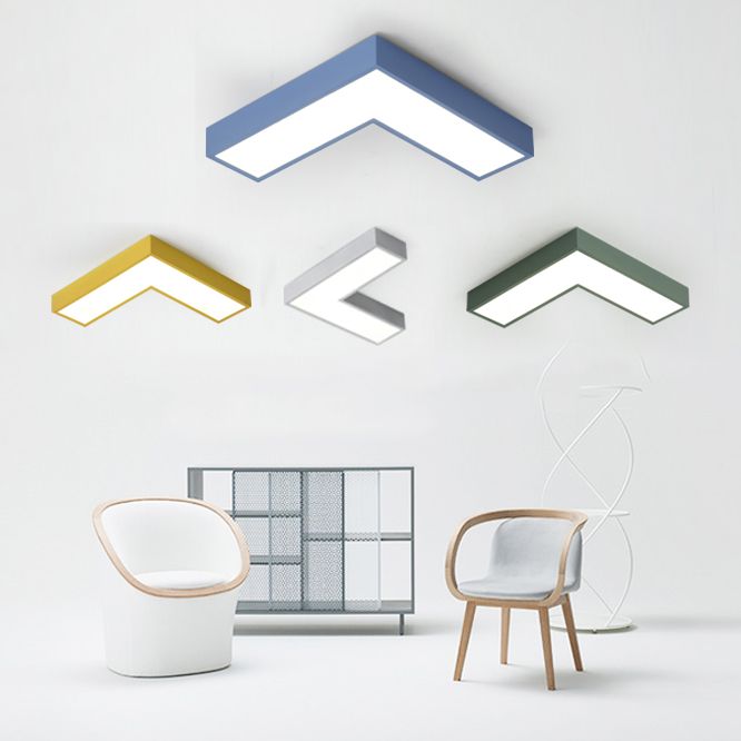 10"/14" Wide Arrow Flush Mount Light Minimalism Acrylic Grey/Yellow/Blue LED Ceiling Flush Light Fixture in White/Warm