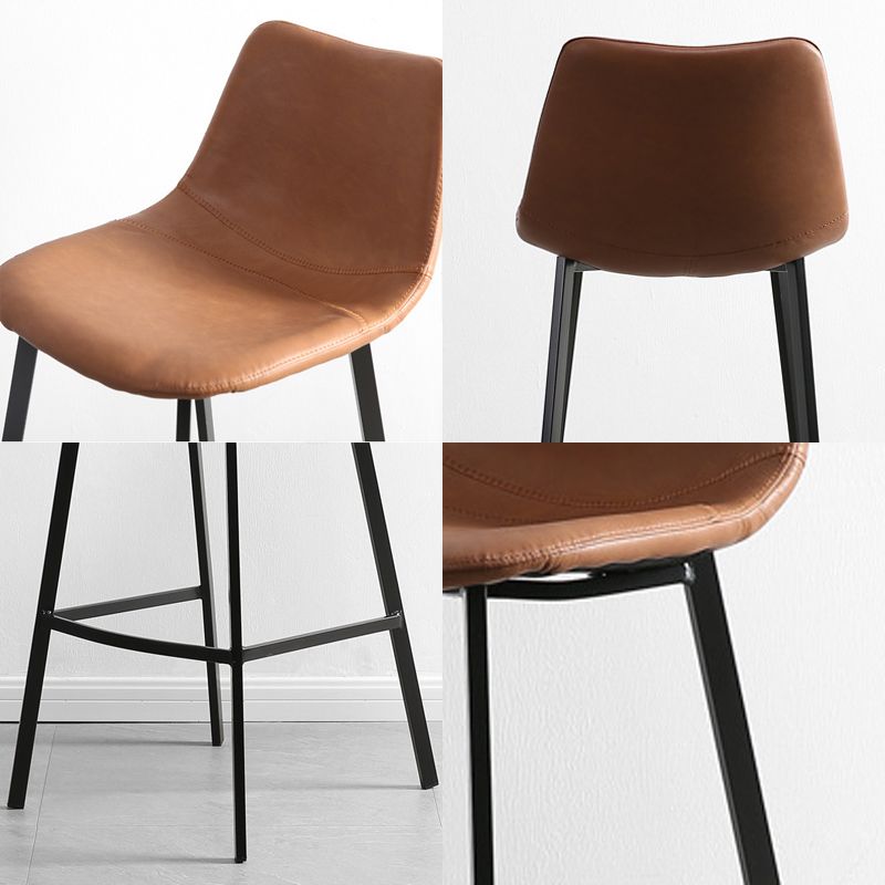 Contemporary Leather Bar Height Stool Metal Base Bar Stool for Living Room