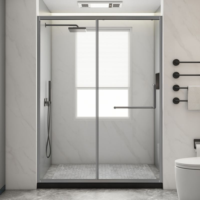 Glass and Metal Shower Door Simple Inline Black Shower Bath Door