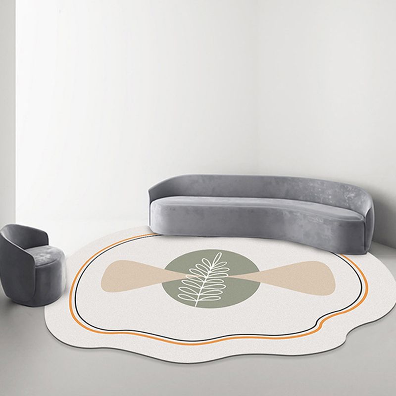 White Contrast Color Rug Polyester Modern Rug Stain Resistant Rug for Living Room