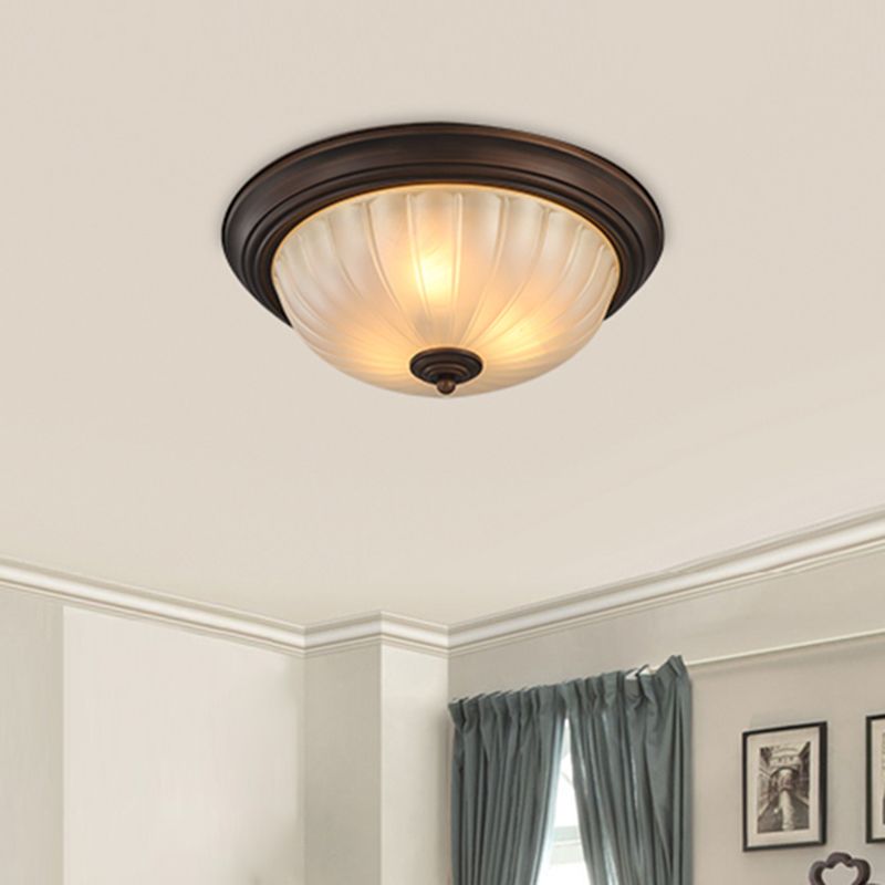 Bowl-Shaped Glass Flush Mount Ceiling Light Classic Bedroom Flush Mount Light Fixture