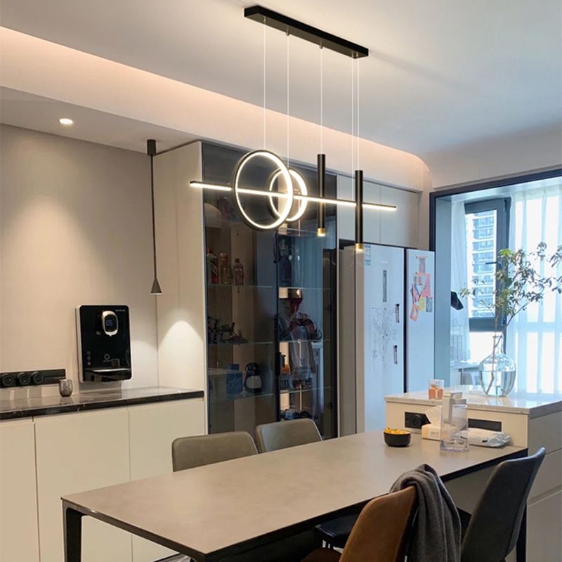 Modern Metal Track Light Multi-Head Restaurant Island Lighting Fixtures with Acrylic Shade