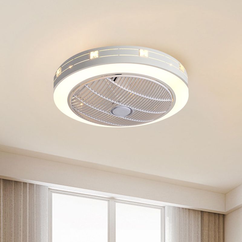 23 "W Round acrylique suspendu au ventilateur modernisme modernisme LED blanc semi-rince
