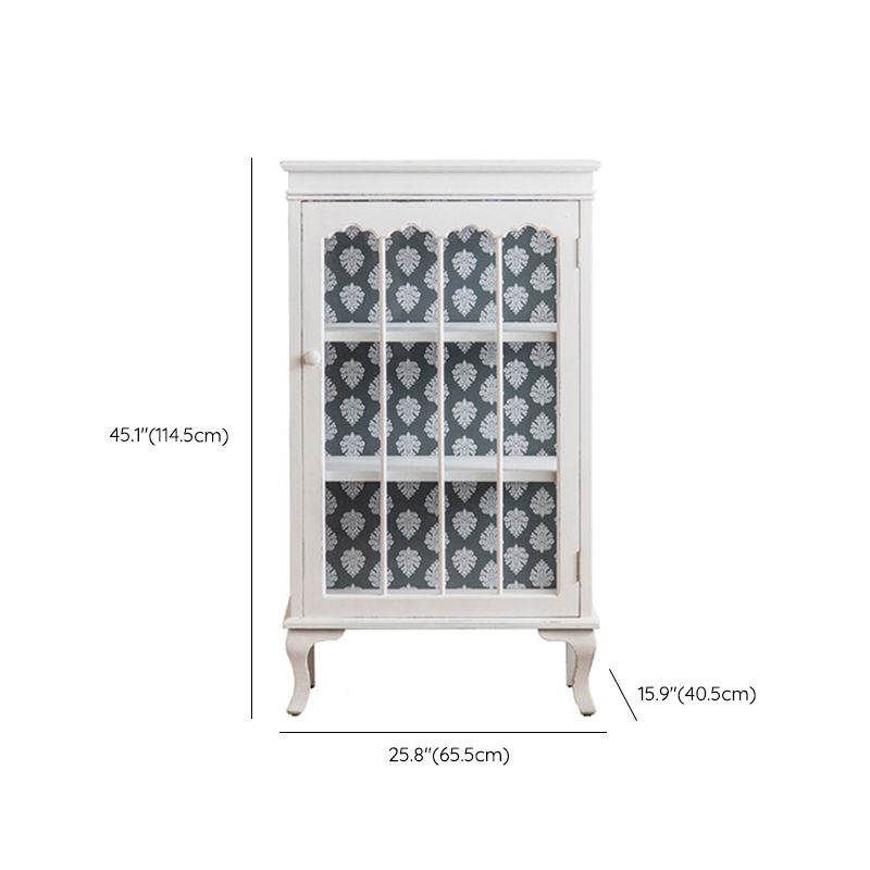 Traditional Pine Curio Cabinet Glass Doors Display Stand with Doors