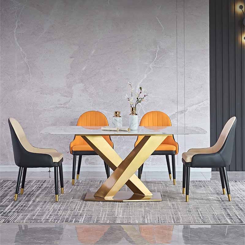 Sillas de comedor de estilo moderno Silla Parsons lateral con brazo de metal para cocina