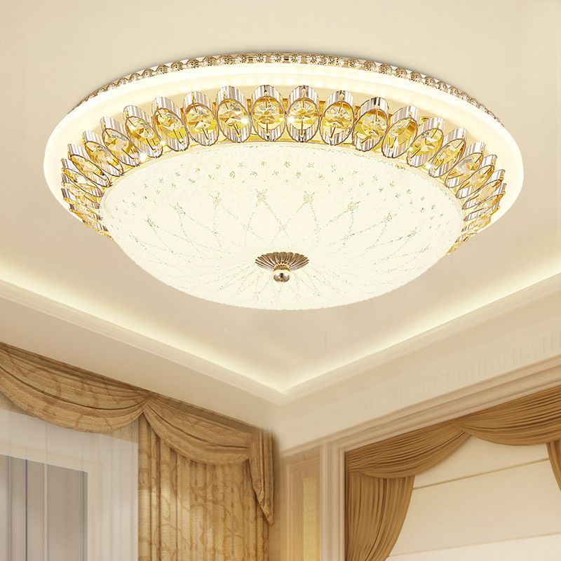 1 Légère lumière Flush Light Contemporary Clear Crystal Bedroom Flush Ceiling Lamp