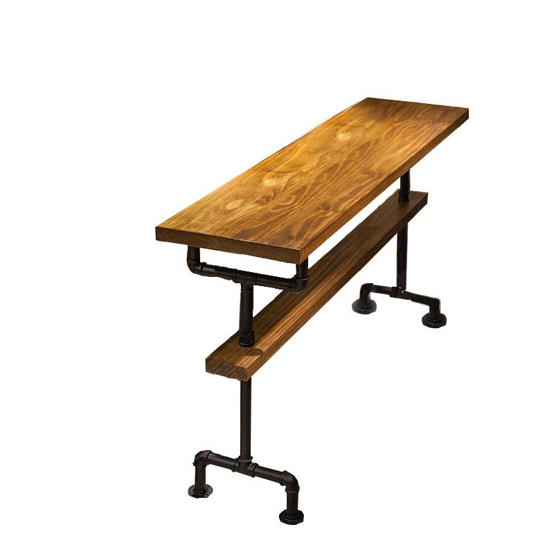 Modern Pub Height Bar Table Rectangle Top Bar Table with Black Base