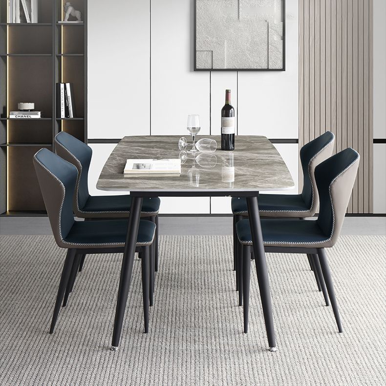 Minimalist Style Dining Table Set with Rectangle Shape Table and Upholstered Chairs