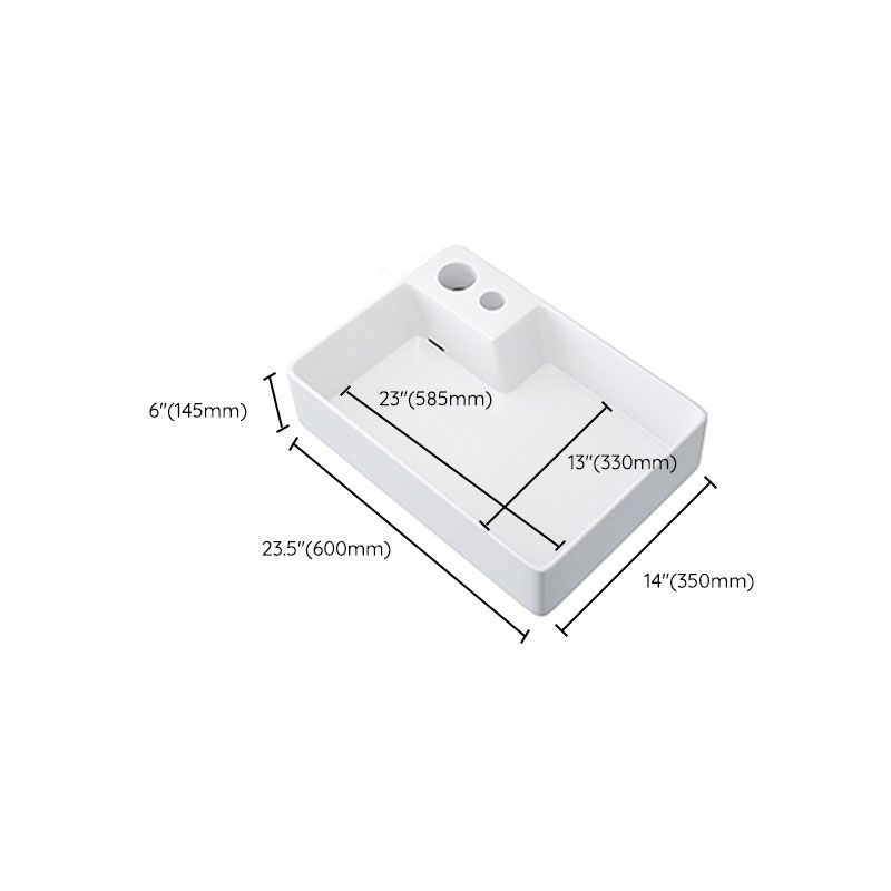 Modern Bathroom Sink White Ceramic Rectangular Bathroom Vessel Sink