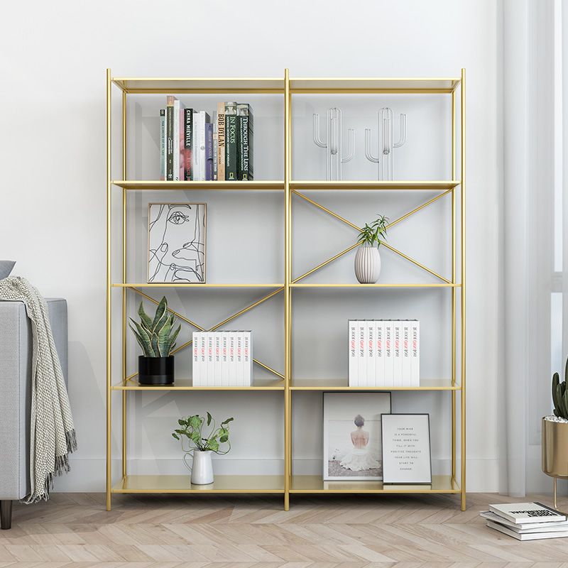 Industrial Metal Rectangle Bookcase Open Back Storage Bookshelf