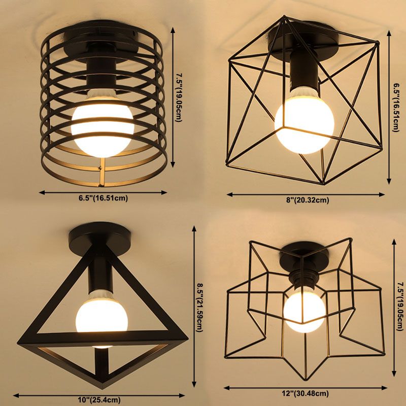 Luminaire encastré industriel à 1 lumière en métal géométrique, noir
