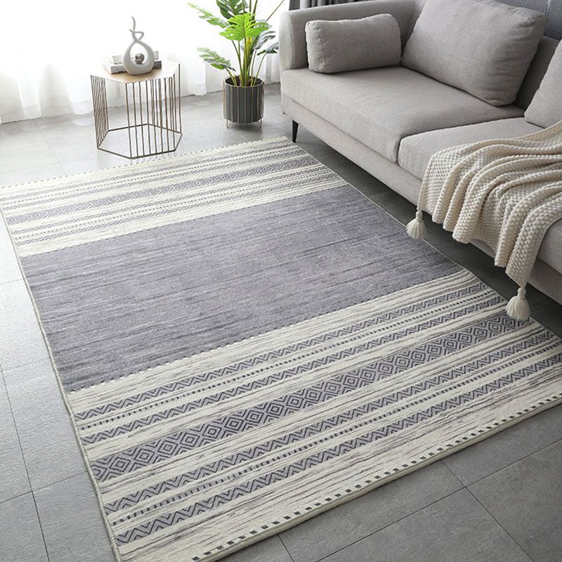 Gray Modern Rug Polyester Abstract Pattern Area Rug Washable Rug for Home Decor