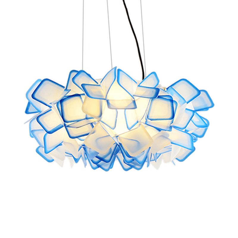 Costilización de caída de la flor de marrón/azul/púrpura contemporáneo 21 "/27.5" de ancho de 1 luz lámpara de techo acrílico para sala de estar