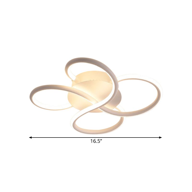 White Flower-Like Flush Mount Lamp Minimalism Metallic LED Ceiling Light Fixture for Bedroom