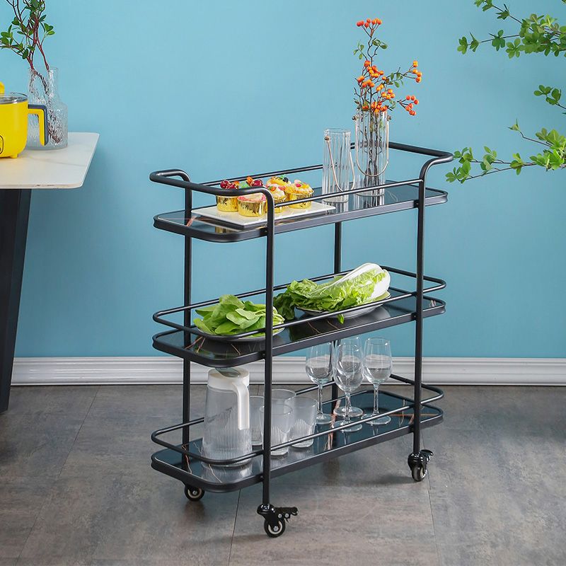 Modern Rolling Prep Table Metal Rectangular Prep Table for Home Use