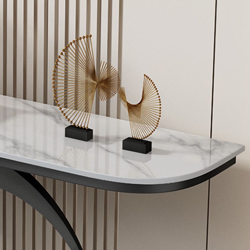 Abstract Glam Slate/metal Half Moon Stain Resistant Console Table for Hall
