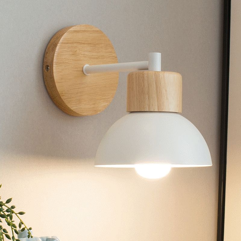 Lámpara de pared de madera hemi en el estilo conciso moderno luz de pared de hierro forjado para dormitorio