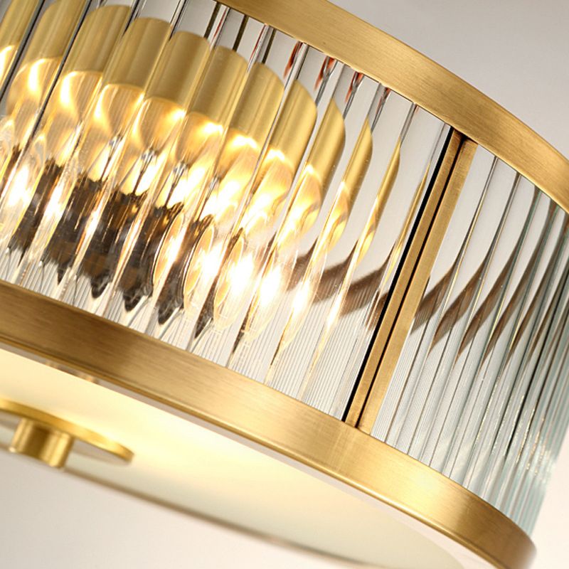 Classic Drum Flush Ceiling Light Transparent Glass Flush Ceiling Light Fixtures for Bedroom