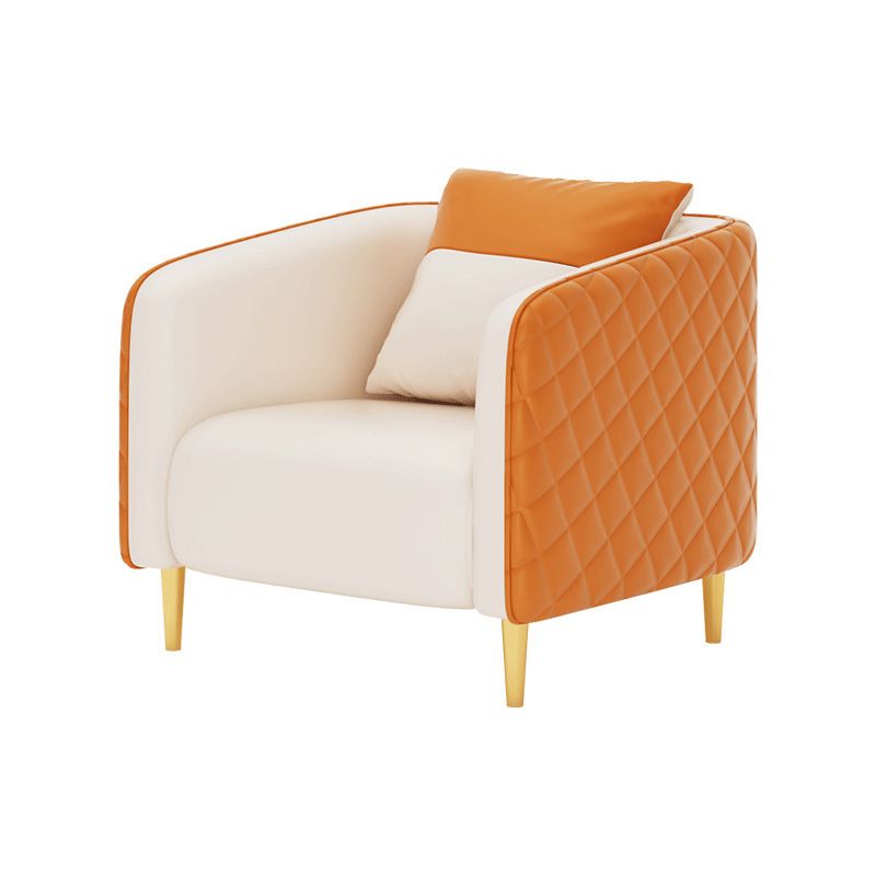 Leather Tuxedo Arm Sofa Contemporary Tight Back Sofa with Pillow