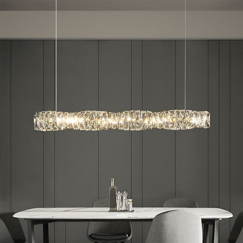Crystal Island Light Modern LED Island Hanging Light for Dining Room