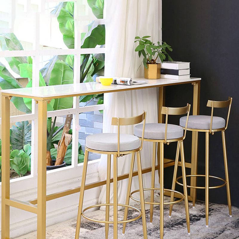 Indoor Glam Counter Height Set 1/2/4/7 Pieces Rectangle White Stone Pub Table Set