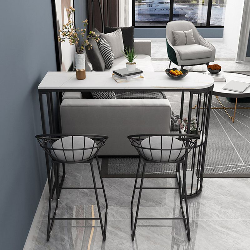 Sintered Stone Modern Bar Table Dining Table with Storage Shelves