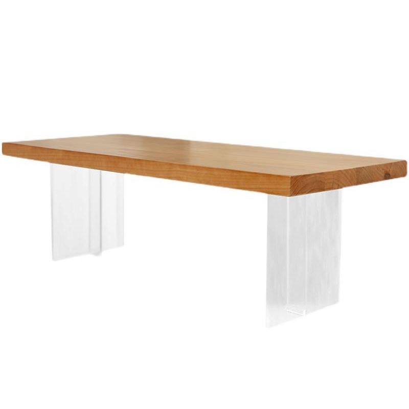 Natural Solid Wood & Acrylic Coffee Cocktail Table - 15.75" H