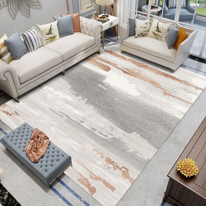 Grey Modern Carpet Polyester Graphic Carpet Stain Resistant Carpet for Drawing Room