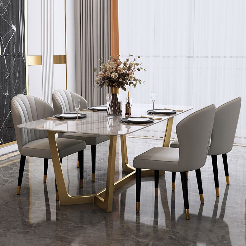 Luxury 1/2/5/6/7 Pieces Dining Set with Stone Rectangle Table and Chairs Dinette Set