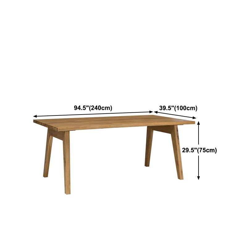 Table à manger avec plateau en bois massif, table rectangulaire de luxe traditionnelle avec 4 pieds en bois