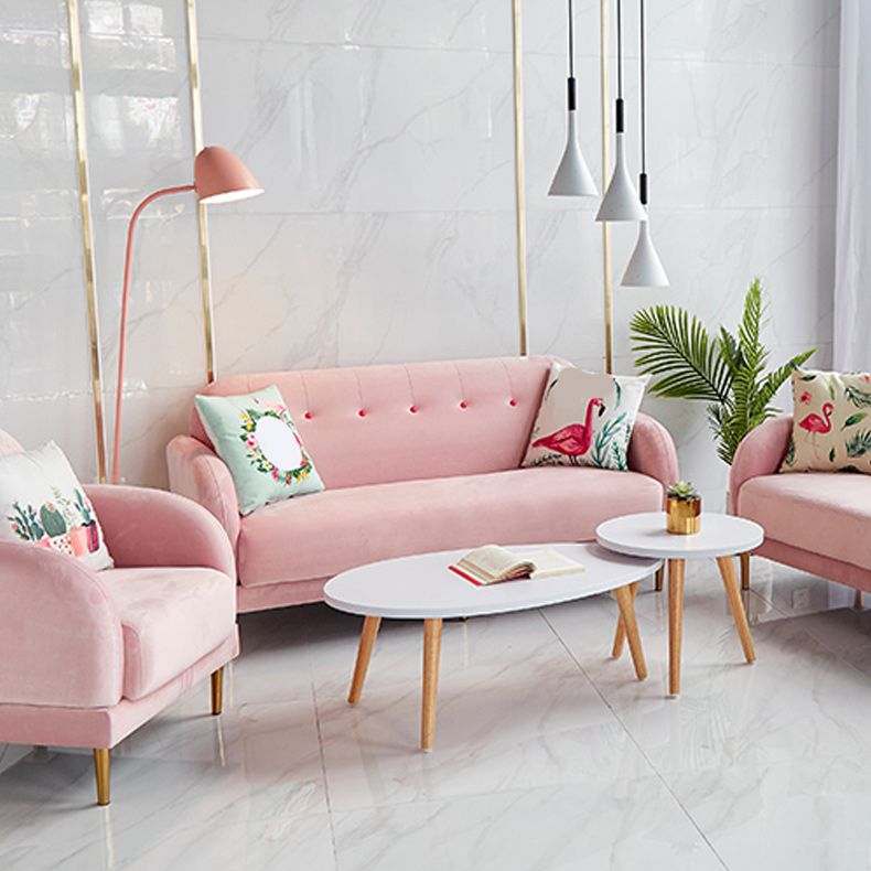 Contemporary 34.25" H Solid Color Velvet Square Arm Sofa for Living Room