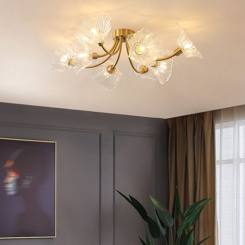 Nordic Style Iron Ceiling Light Lotus Leaf Shape Ceiling Lamp for Bedroom