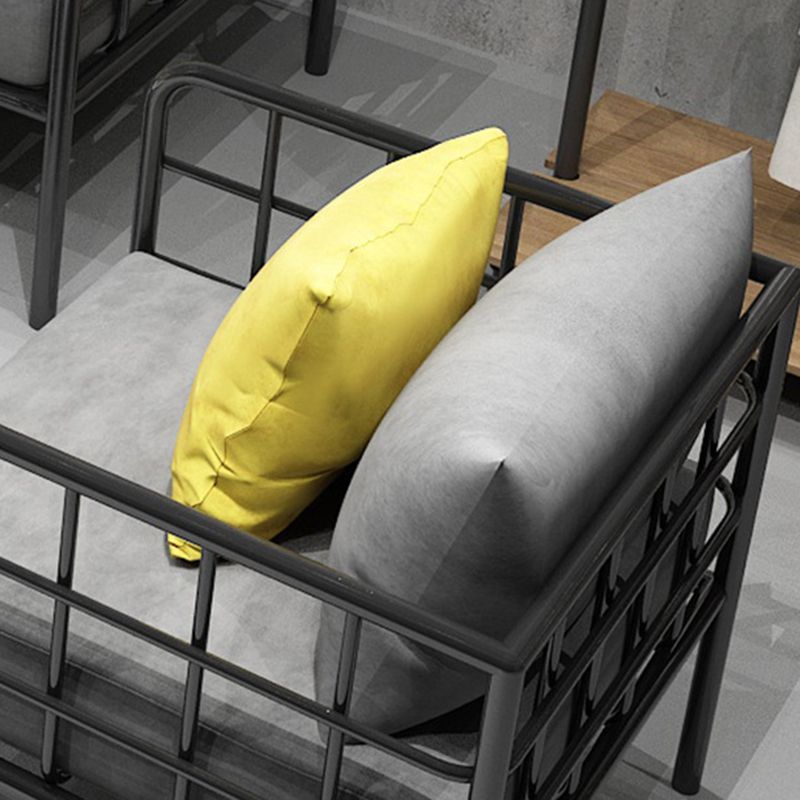 Contemporary Metal Square Arm Sofa Fabric Cushions Sofa for Living Room