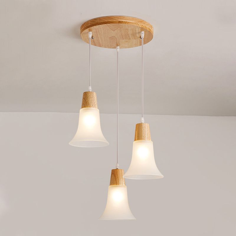 Moderne creatieve hangende lamp houten geometrische hanglamp met mat glazen schaduw