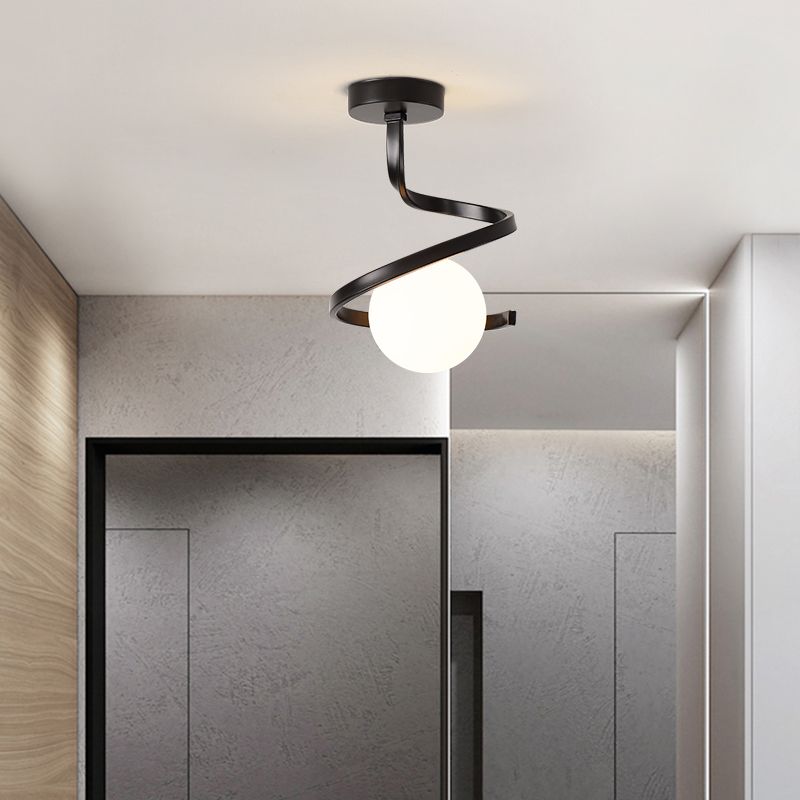Spherical Ceiling Mount Light 1-Light Modern Round with Glass Shade for Aisle