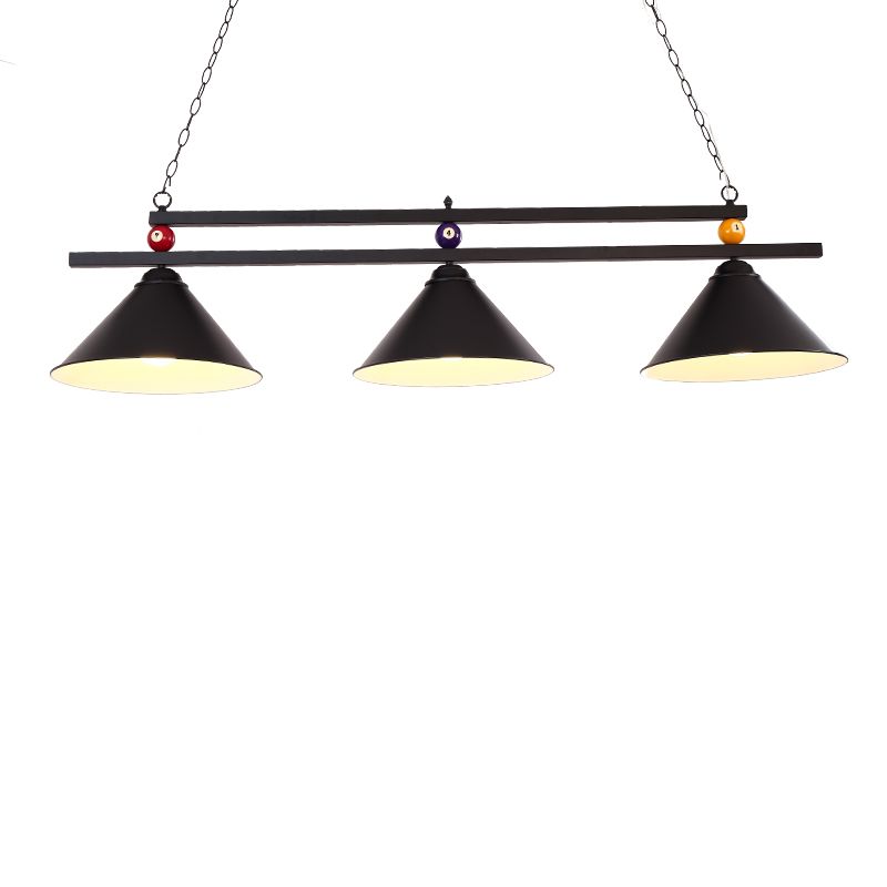 Conical Metal Hanging Island Light Industrial Billiard Club Suspension Pendant Light