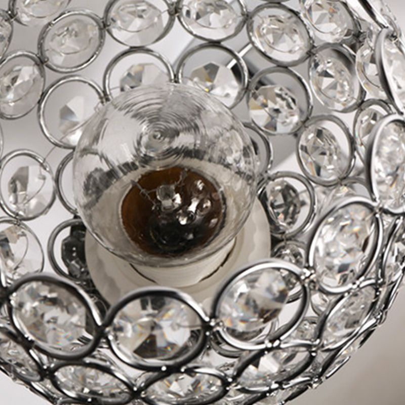 Silver Globe Wall Mounted Light Modern 2-Head Crystal Wall Sconce for Living Room