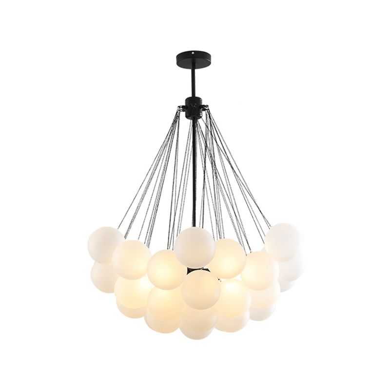 Lampade a lampadario in metallo Lampade a sospensione moderne a sospensione con sfera di vetro bianco