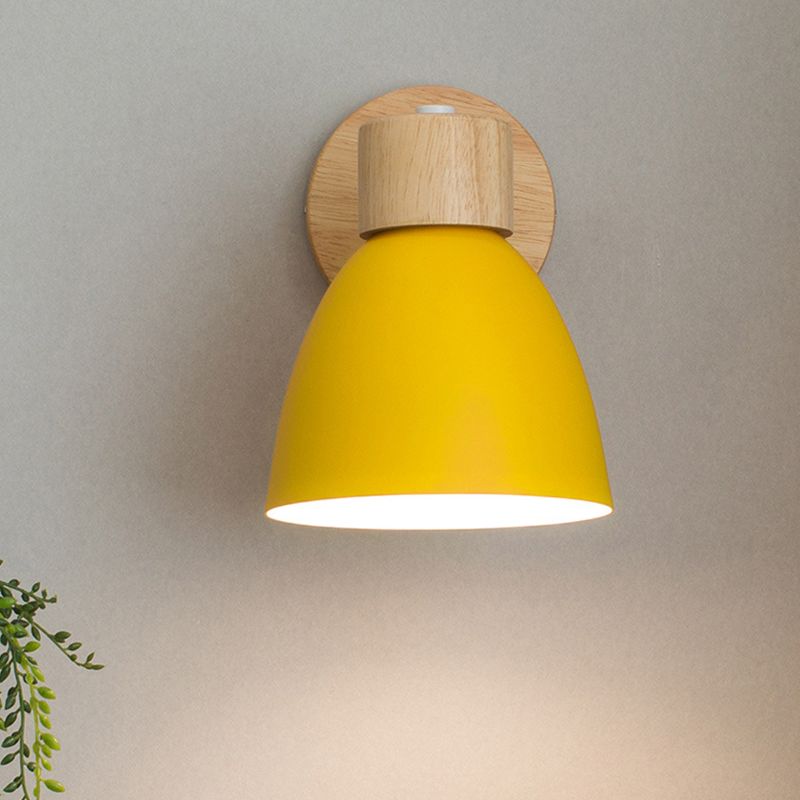 Wooden Simplicity Wall Sconce Colorful Metal Wall Mounted Lamp for Sitting Room
