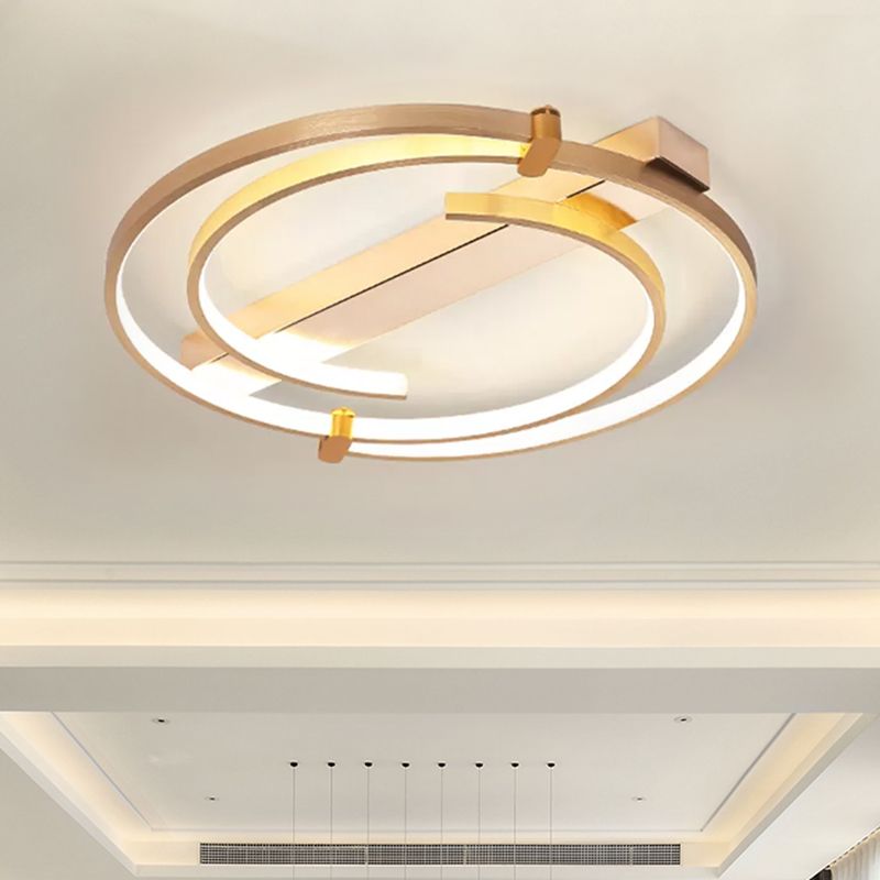 18"/23.5" W Ring Flush Mount Ceiling Fixture Minimalist Metal Gold Bedroom Ceiling Light Fixture
